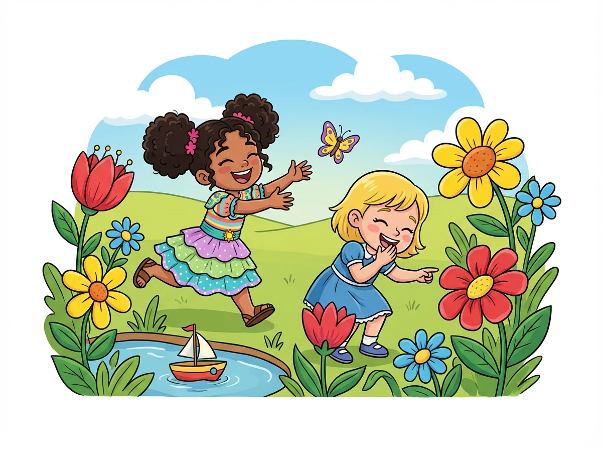 Juntas, Sofía y Lila exploraron cada rincón del jardín, riendo y jugando entre las flores. Sofía ya no se sentía sola, pues había encontrado una verdadera amiga.