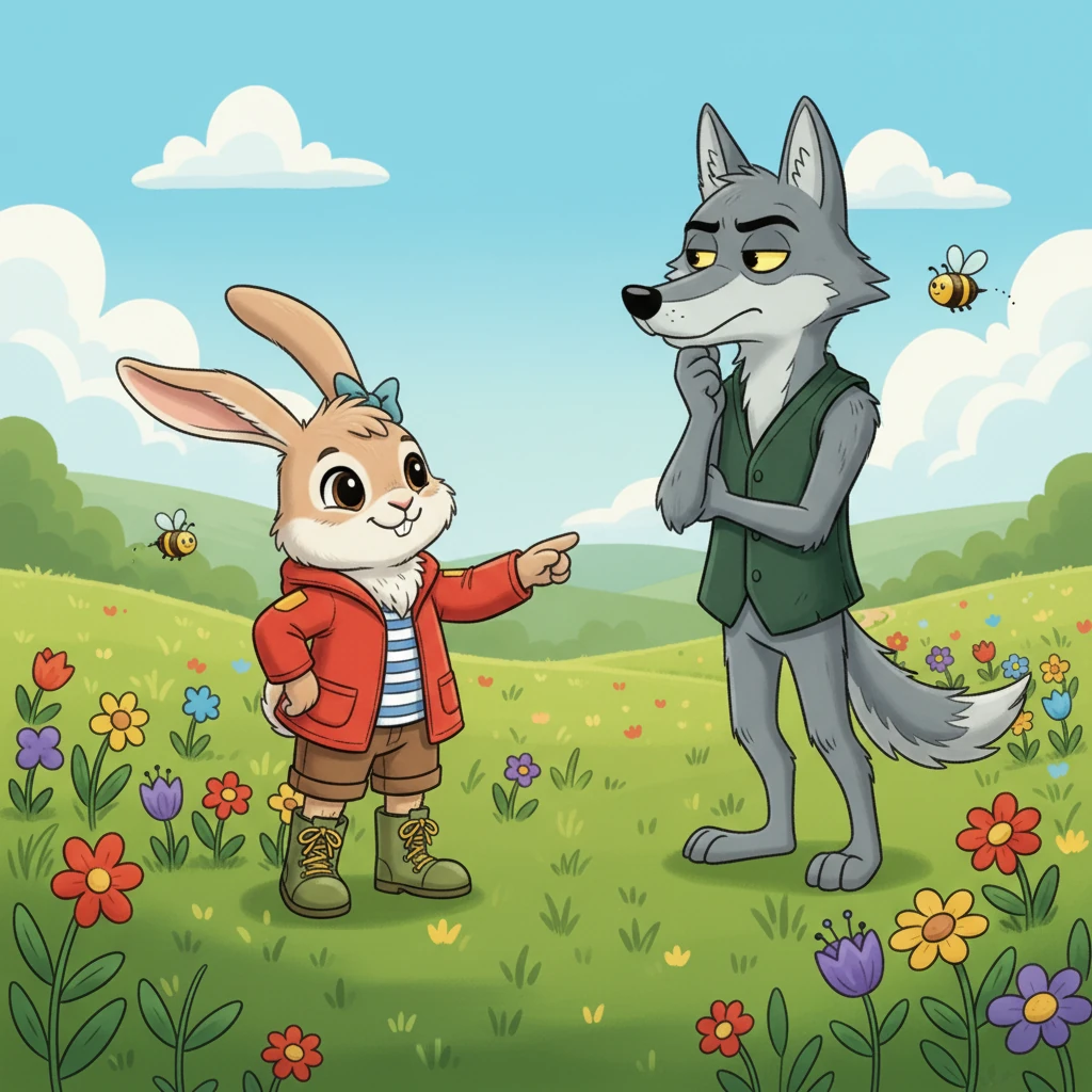 Barnaby, trying to sound braver than he felt, challenged Wolfgang to a game of wits instead of a chase. "If you're so smart, Mr. Wolf," he squeaked, "let's see if you can find my secret, super-sweet treat!"