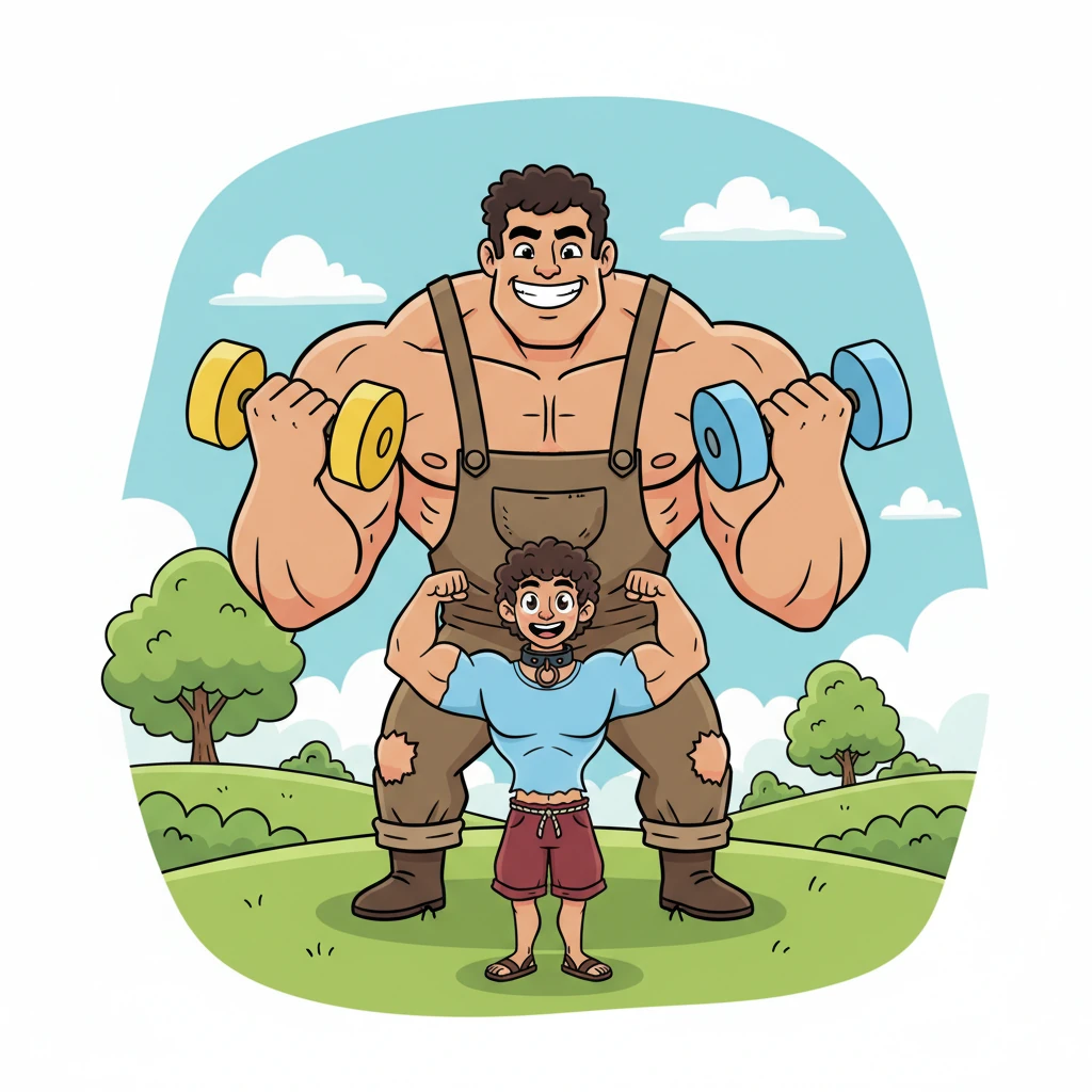 De repente, aparece Rocco, un hombre gigante y musculoso, pero con una sonrisa aún más grande. Rocco es conocido por sus 'desafíos tortuosos' que son en realidad juegos muy divertidos. Budi siempre acepta, con los ojos llenos de emoción y sus bíceps listos para la acción.