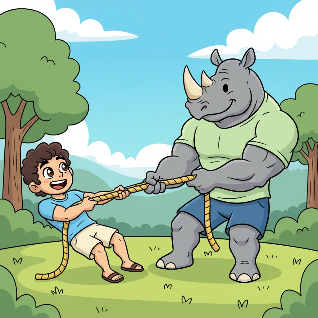 En cada desafío, Budi muestra una increíble tenacidad y alegría. Aunque Rocco es mucho más grande y fuerte, Budi nunca se siente inferior, solo más motivado a jugar. Sus ojos brillan con felicidad y su espíritu valiente es contagioso.