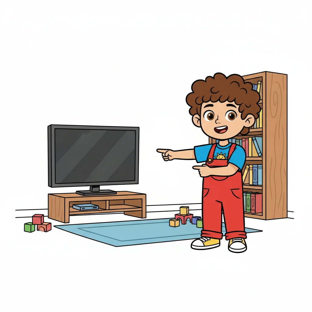 Then, Leo showed the study room, which also served as the TV room. "This is where I do my homework and we sometimes watch TV!" He pointed to the books and the television.