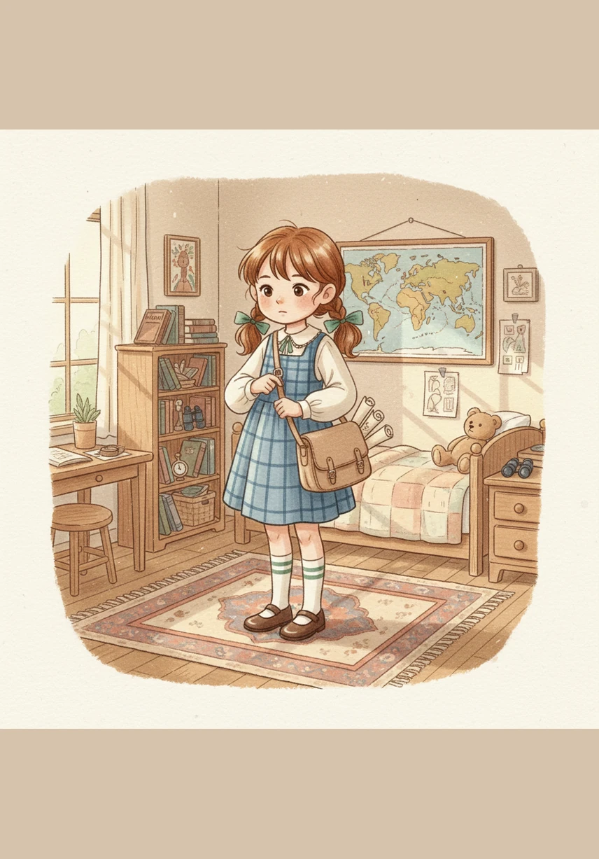 Lily carefully picked out her favorite yellow dress and her bright red backpack. She tucked a small drawing of her family into the front pocket for good luck. Everything was ready, and she felt like a real explorer preparing for a grand adventure.