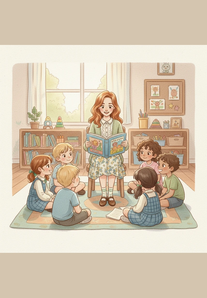 Ms. Honey gathered the children on a soft, circular rug for story time. Lily sat next to a girl named Maya, who was wearing pigtails and holding a box of bright crayons. When Maya smiled and offered to share her seat, Lily knew she was going to be okay.