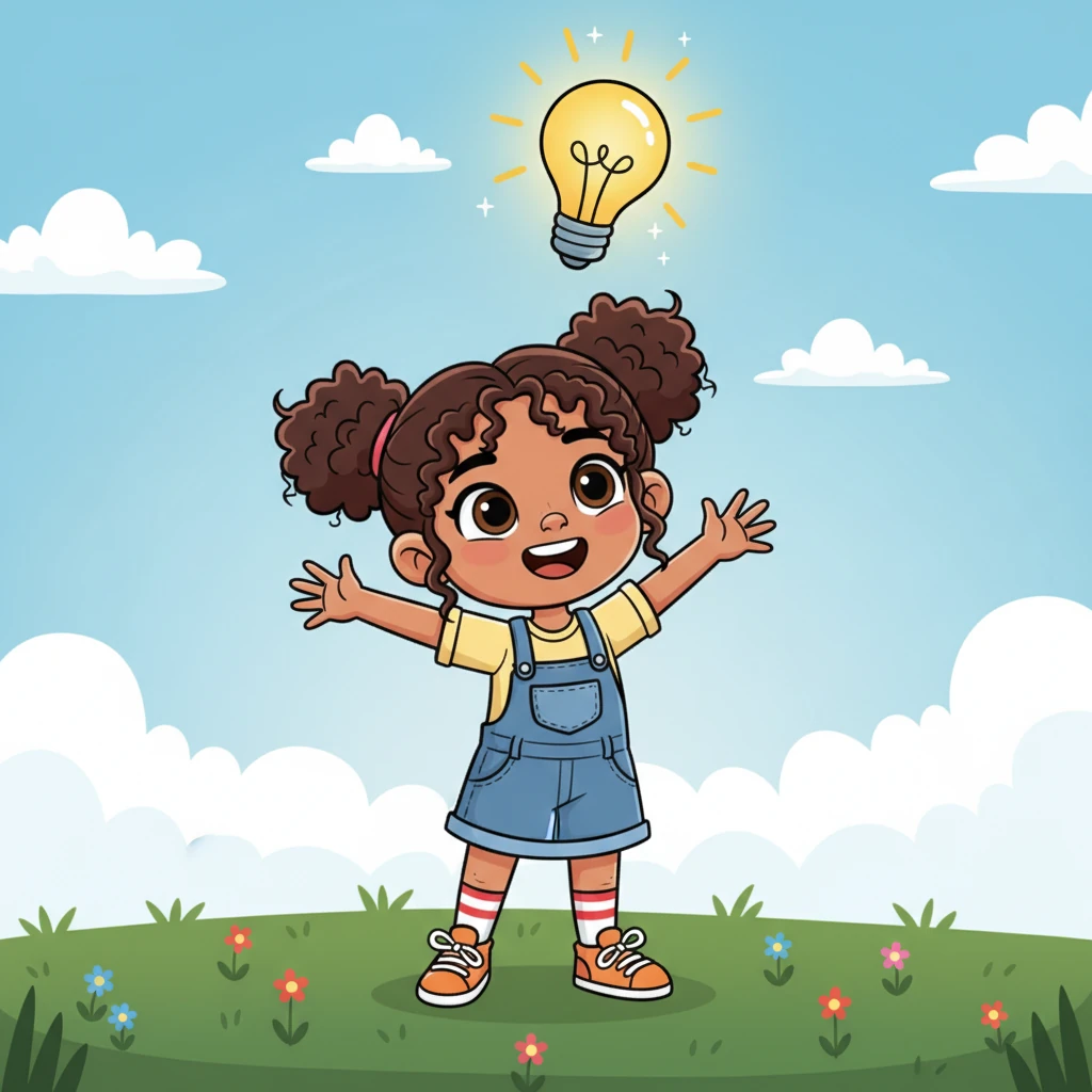 Maryam gasped in delight when a previously confusing sentence suddenly clicked into place. A bright lightbulb appeared over her head, illuminating her joyful, surprised face.