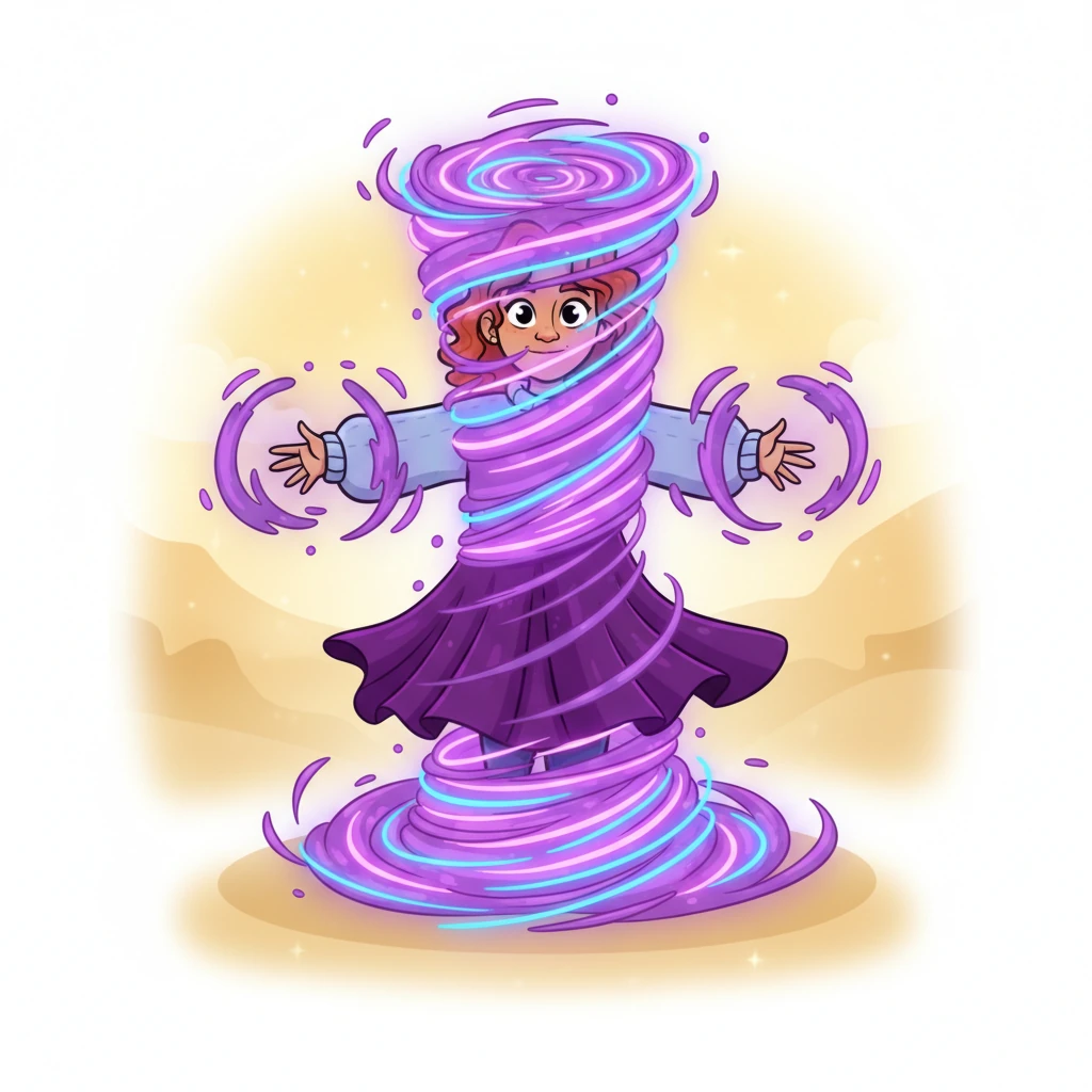 The glowing threads gathered into a dazzling vortex, spinning gracefully around Elara. Within the shimmering cloud, hints of rich, flowing fabric began to materialize, a deeper hue of violet peeking through the light.