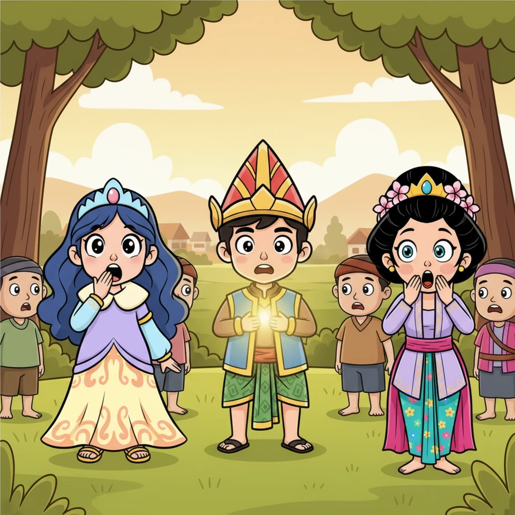 Semua orang terkejut tak percaya melihat perubahan Lutung Kasarung. Purbasari terkesiap, menyadari bahwa Lutung Kasarung ternyata adalah seorang pangeran. Sang pangeran menjelaskan bahwa ia disihir dan hanya cinta sejati yang bisa mematahkan kutukannya.