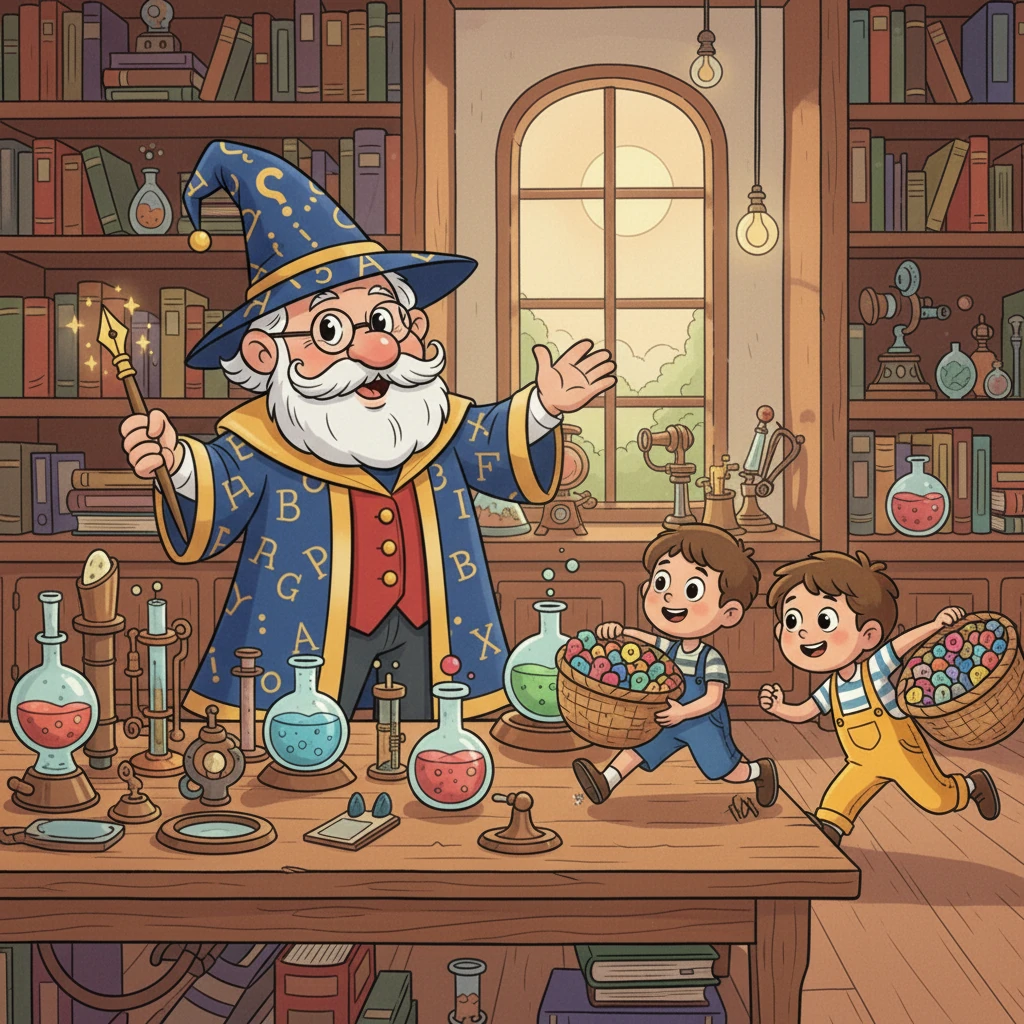 I bambini, con i loro cestini pieni di "nomi" trovati, tornano nel laboratorio di Maestro Nomi, radiosi di aver imparato una cosa così importante. Si sentono come veri esploratori della grammatica, pronti a trovare nomi ovunque vadano.