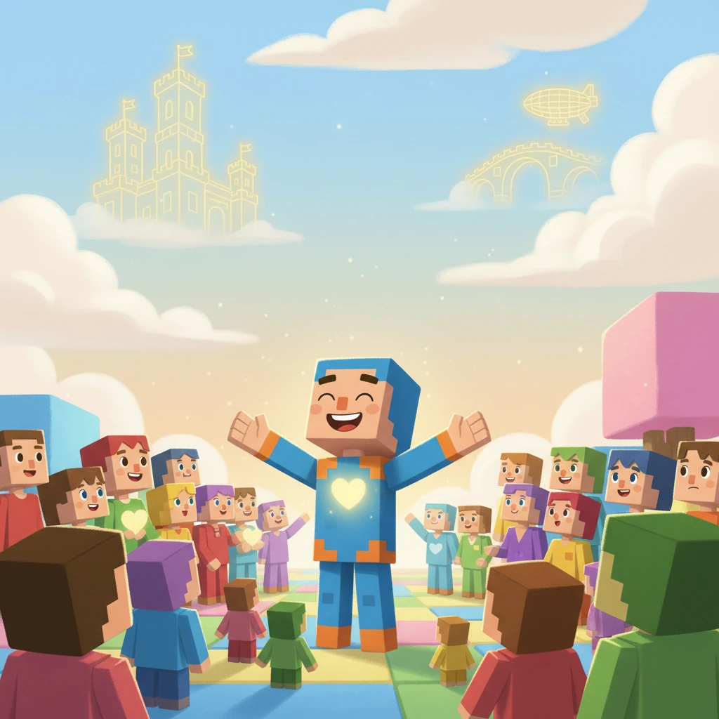 Finalmente, Benício retornou ao seu lar, agora transformado pela alegria e pela compreensão. Ele compartilhou as lições aprendidas, inspirando outros blocos a descobrir o amor e a esperança em seus próprios corações, vivendo para sempre no reino da paz.