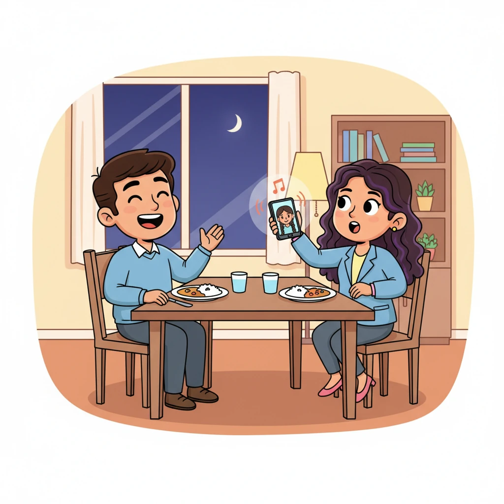 Weeks later, on a relaxed Friday evening, Mahesh found himself once again enjoying Aarthi's delicious cooking. The two friends chatted happily when Aarthi's phone suddenly rang with a cheerful jingle. It was Shruthi, a close relative and childhood friend, calling from another city.