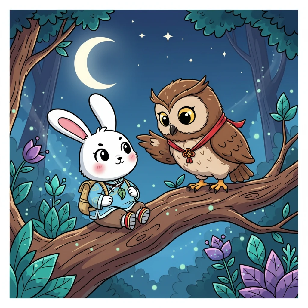 一只友善的猫头鹰出现了，它向乐乐讲述了森林的秘密。乐乐专心地听着，感觉自己仿佛置身于一个童话故事中。