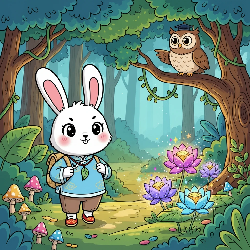 猫头鹰告诉乐乐，森林里有一种神奇的花，可以帮助她克服恐惧。乐乐决定去寻找这种花，她再次鼓起勇气，继续前进。