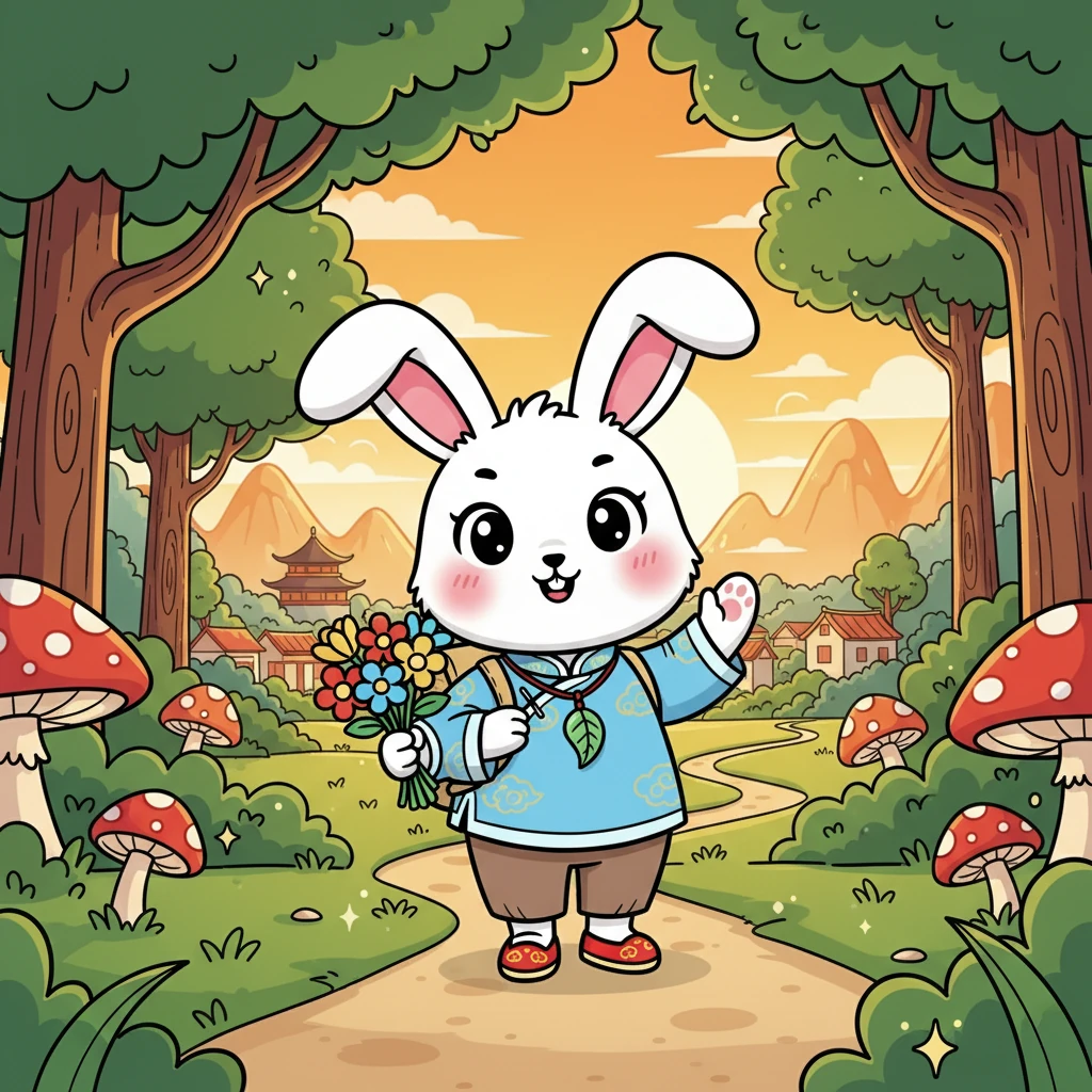 乐乐采摘了小花，她的心中充满了勇气和快乐。她带着友谊和爱，离开了森林，回到了自己的家。她知道，她再也不害怕了。