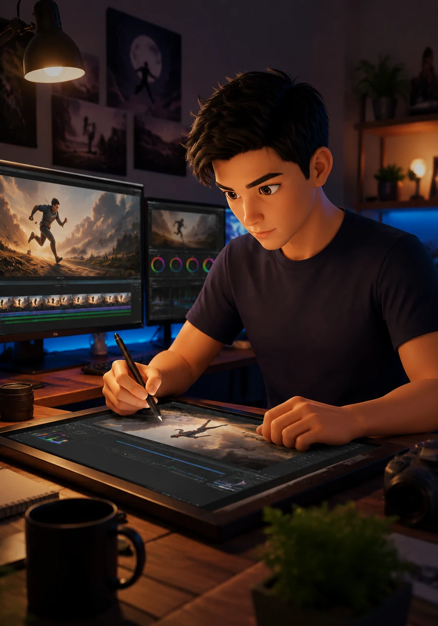 As his following grows, Aarav spends his days refining his workflow and mastering the art of prompt engineering. He learns that the AI is like a digital brush, but the soul of the artwork still comes from his own experiences and perspective. He spends hours perfecting the lighting and movement in his videos to ensure they are of the highest professional quality.