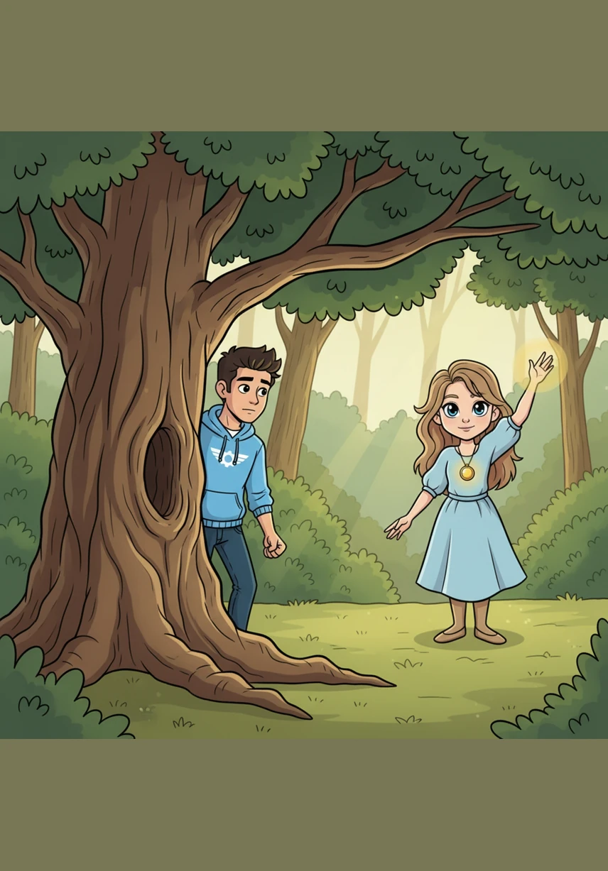 Hidden behind an ancient oak tree, Julian watched with a heavy heart and clenched fists. He admired Elara’s gift, but a growing shadow of envy made him wish he could command the light just as easily as she did, rather than always being the observer.