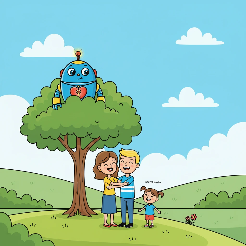 Every day, Robby watched the humans. They laughed, they hugged, and they shared secret smiles. He wondered what it felt like to experience such warmth and connection, to feel the flutter of a heart.