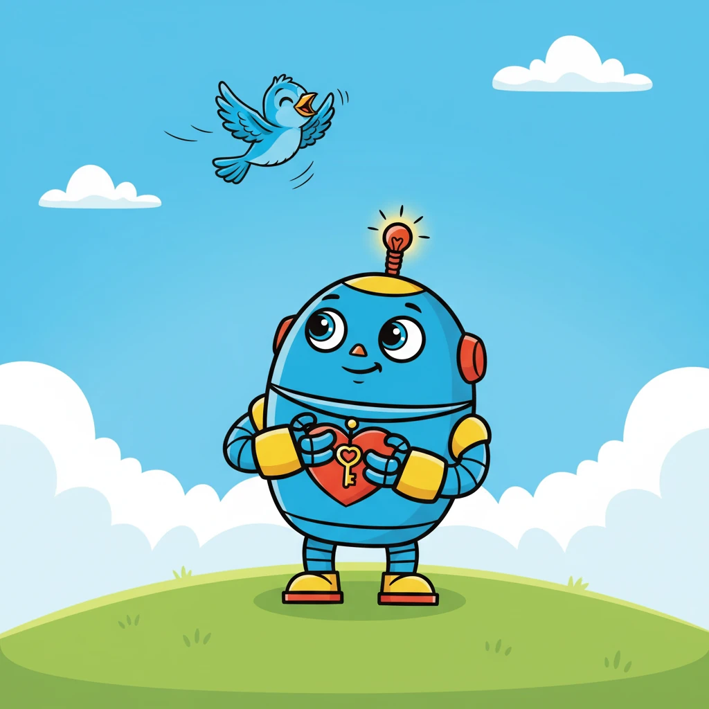 The bird soared through the air, chirping happily. Robby felt a warmth spread through his chest, a feeling he couldn't quite explain. "Maybe this is what a heart feels like," he murmured.