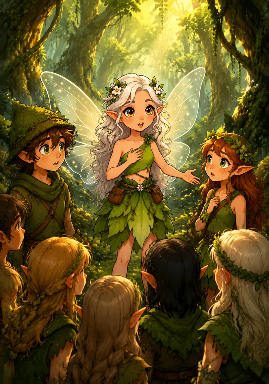 Realizing she could not face this threat alone, Elara flew back to the heart of the forest to gather her friends. She stood before Chuck, Lily, and the wood elves, her voice trembling but determined as she described the destruction at the border. Bound by love for their shared home, the diverse group looked at one another, their fears giving way to a shared resolve to stand together.