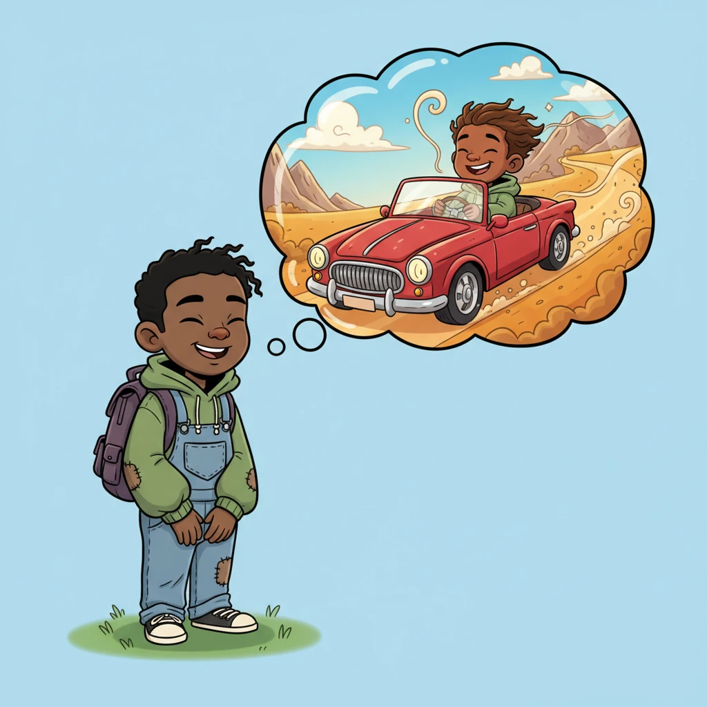 He closed his eyes for a moment, imagining the car roaring to life, its paint gleaming a vibrant, cherry red, zooming down an open road. He pictured himself behind the wheel, the wind playfully in his hair, on an amazing, grand adventure. This car, he realized, had a wonderful story just waiting to be told!