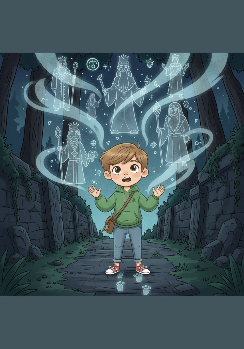 The whispers grow into a chorus of stories, telling of the city's old kings and the people who once walked these very paths. Elian listens in wonder, realizing that the darkness is not empty but filled with the memories of the past.