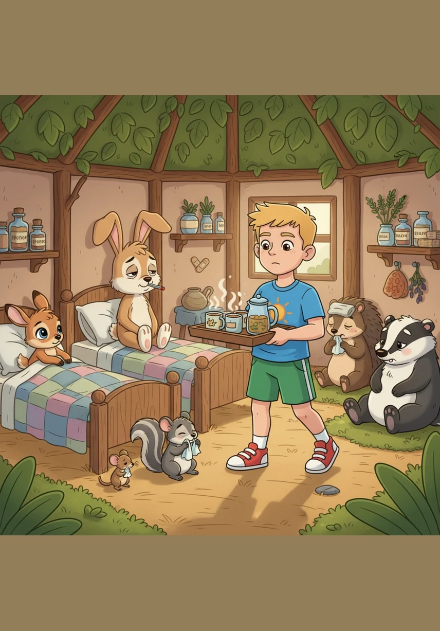 Uszatek i inne zwierzątka zaczęły chorować, tracąc siły do skakania i biegania po mchu. Ich futerka stały się matowe, a oczy smutne, bo zanieczyszczony las nie był już bezpiecznym miejscem do życia i radosnych zabaw.