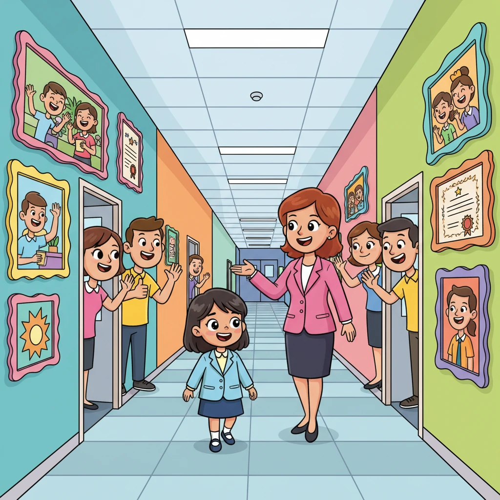 As Riya followed the HR manager down a colorful hallway, she noticed playful framed photos of team events and shiny achievement certificates. Colleagues waved and nodded encouragingly, their faces bright and engaged. The office felt like a lively, bustling hive of happy workers.