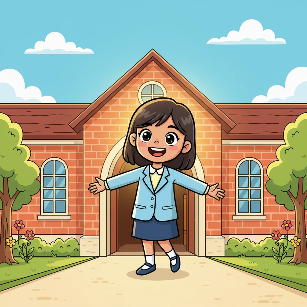 Stepping out of the building, Riya took a deep, happy breath as the warm sunlight enveloped her. The nervousness had completely vanished, replaced by a wonderful, quiet pride. She had shown up as her very best self, and that felt like a victory all its own!