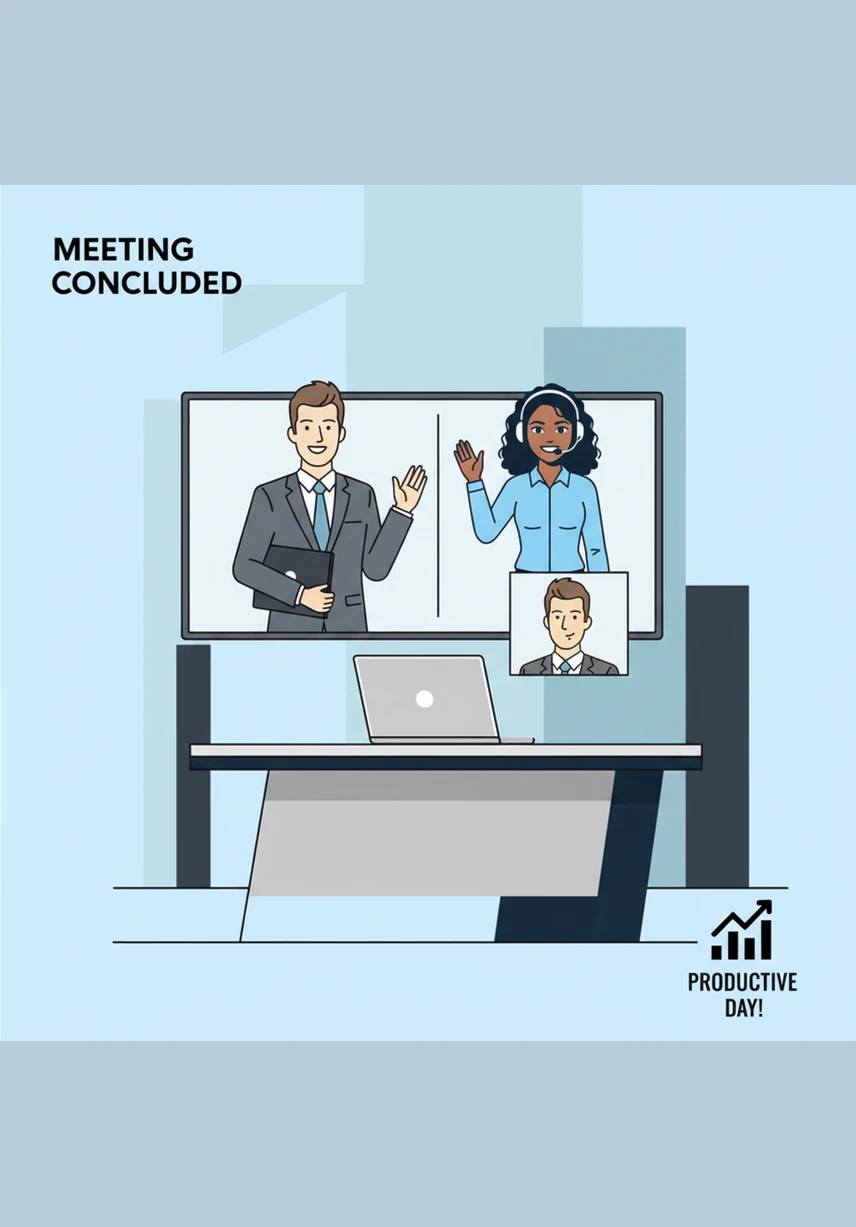 As the meeting draws to a close, Oliver feels a profound sense of accomplishment and connection to his remote team. He closes his laptop for a short break, looking out the window at the bright afternoon, energized for the remaining tasks of the day.