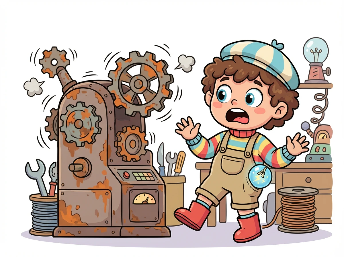 L'électrogénérateur commence à vibrer. Des engrenages rouillés se mettent en mouvement avec un grincement.