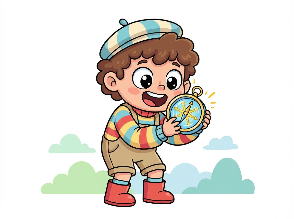 Théo observe avec émerveillement. L'aiguille de la boussole tourne frénétiquement, indiquant une direction inconnue.