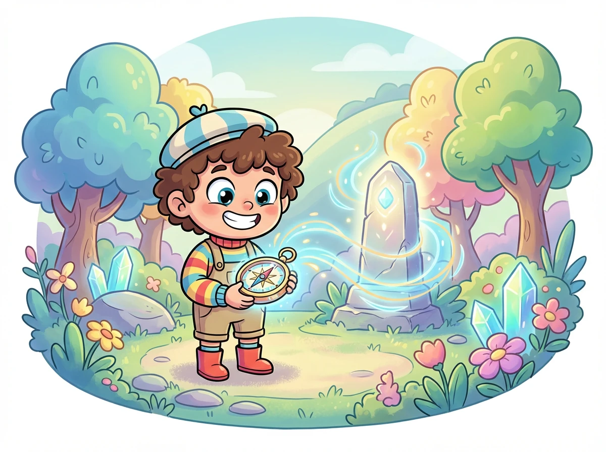 Théo réalise que la boussole était la clé pour rétablir l'équilibre énergétique. Il sourit, fier de sa découverte.