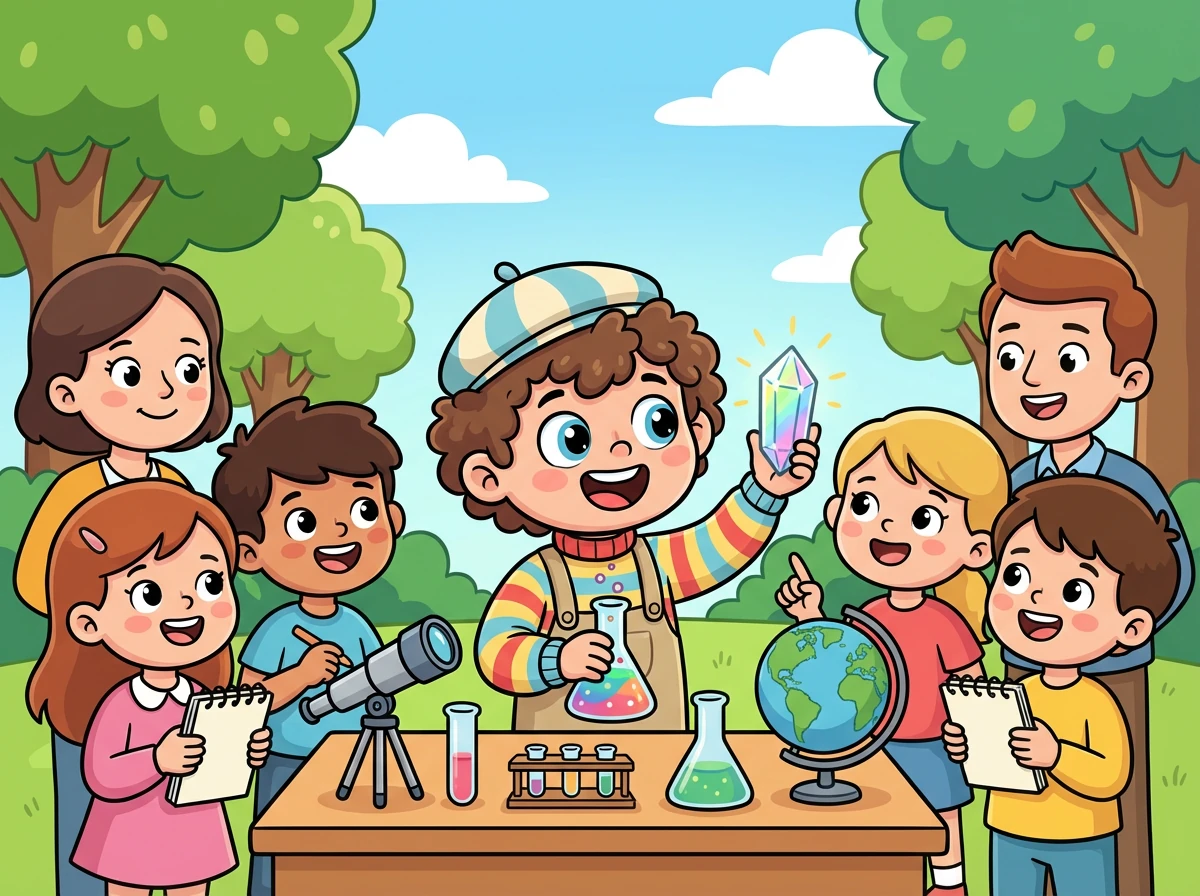 Théo, devenu un héros local, continue d'explorer les mystères de la science, inspirant les autres à suivre leurs passions.