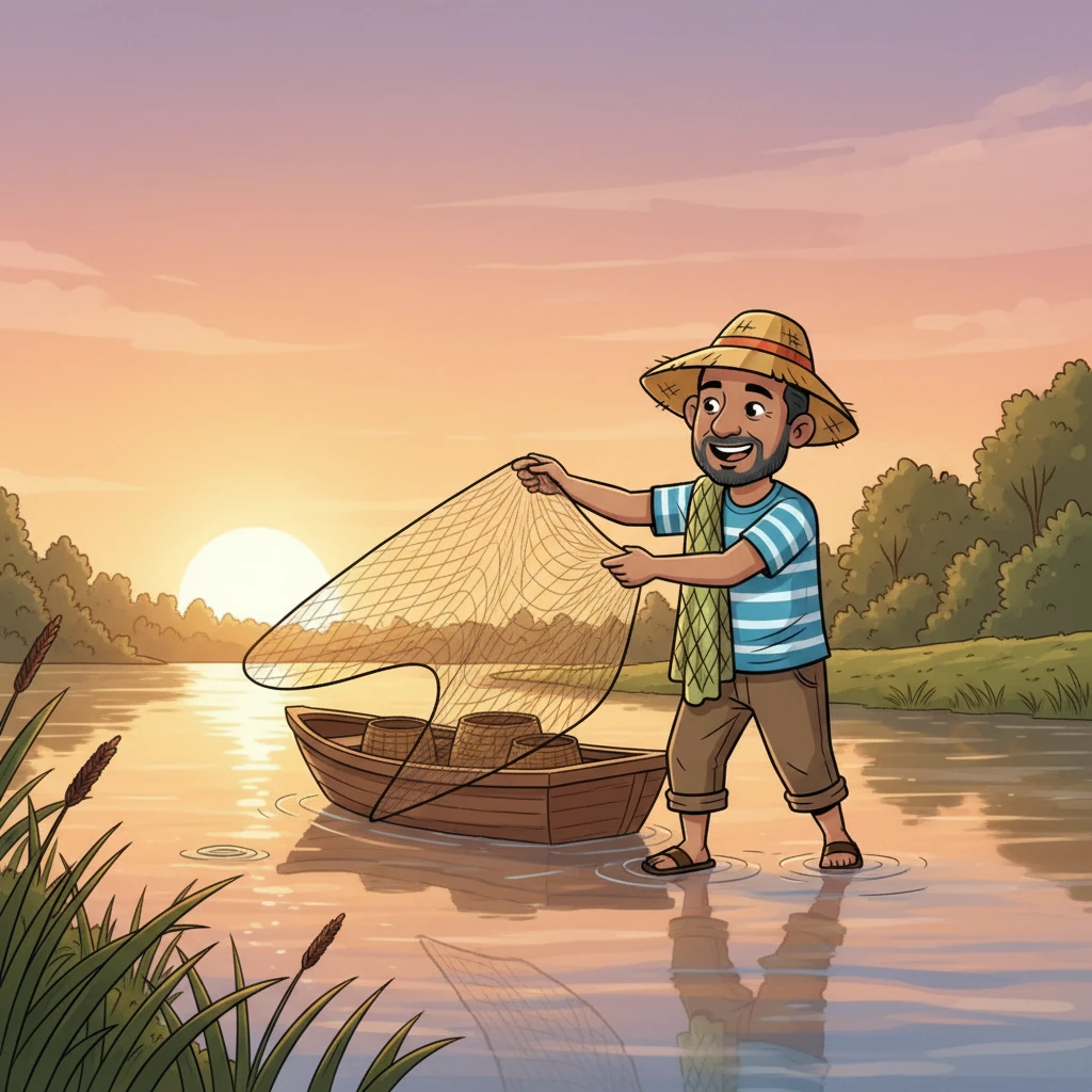 The sun, a molten coin, began its ascent, painting the sky in hues of orange and gold. Kamal, his face etched with the stories of the river, pushed his small boat into the water, the gentle lapping of waves his morning song. He cast his net, a practiced movement honed over years, a dance between man and nature.