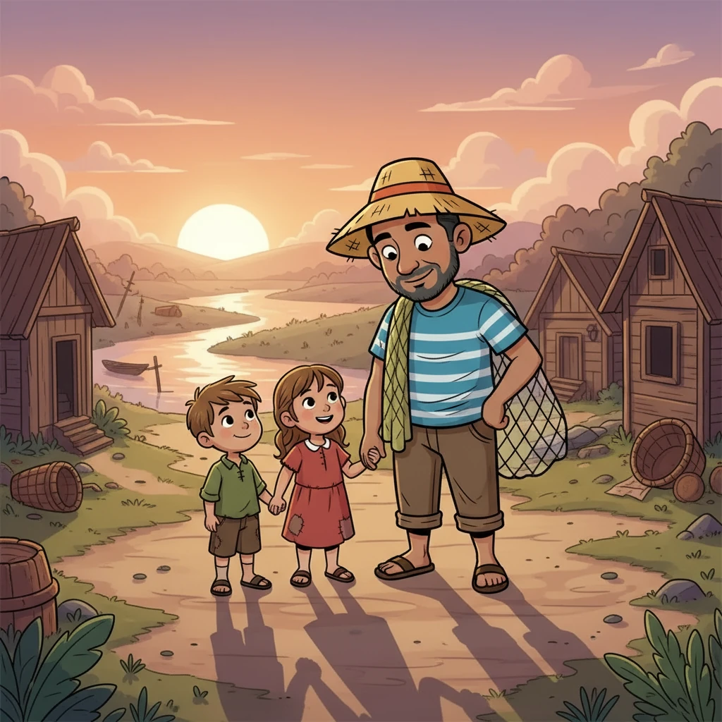 As the sun set, casting long shadows across the village, Kamal looked at his children and felt a renewed sense of hope. The river, though dangerous, was also a giver, promising a new dawn and another chance. He knew they would rebuild, together, stronger than before, their hearts filled with the unwavering spirit of the river.