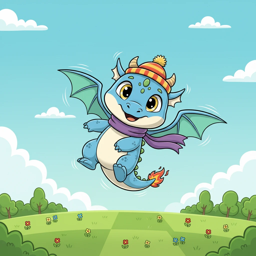 With a powerful push from his hind legs and a rhythmic beat of his wings, Flicker lifted off the ground, slowly but surely. He wobbled a bit, his tail swishing for balance, but he was ascending! The meadow below grew smaller and smaller, a beautiful patchwork of green.