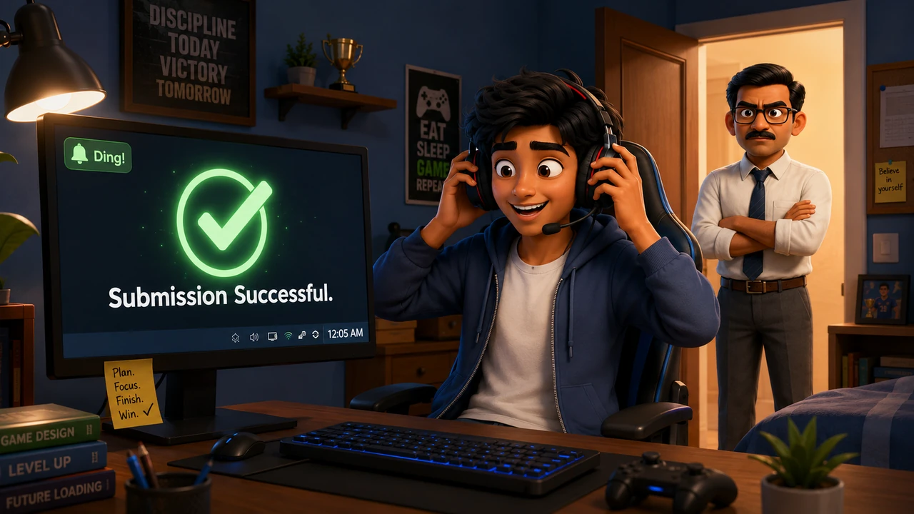 Ding! A giant green checkmark suddenly illuminated the screen alongside a wonderful message that read, 'Submission Successful.' Kaveen let out a massi