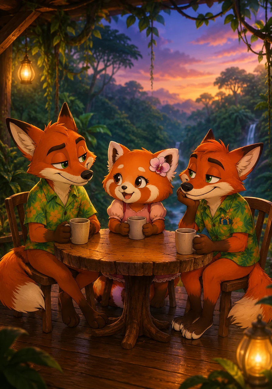 They spent the remaining hours talking about everything and nothing at all, the initial awkwardness completely melting into a deep, effortless connection. The bustling rainforest around them seemed to quiet down, leaving just the two of them sharing smiles over empty mugs.