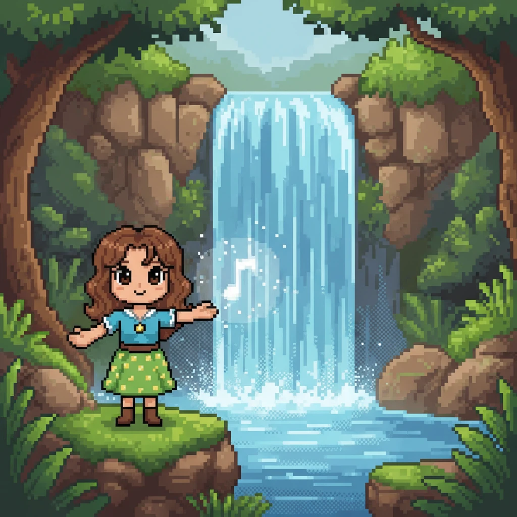 Cheia de determinação, Luna começou sua busca. Ela encontrou a primeira nota flutuando delicadamente perto de uma cascata de água cristalina, seu brilho quase invisível entre as gotas. Era um achado maravilhoso.