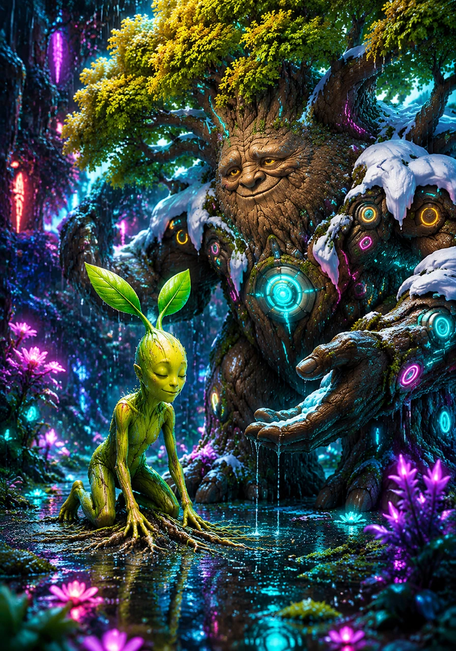 When the playful summer rain began to fall, pattering rhythmically against the forest floor, Pip tried to drink every single drop all at once. Barnaby showed him how to open his roots gently, sipping the cool water slowly to taste the sweetness of the earth. Pip closed his eyes, finally feeling the quiet joy of a refreshing afternoon drink.