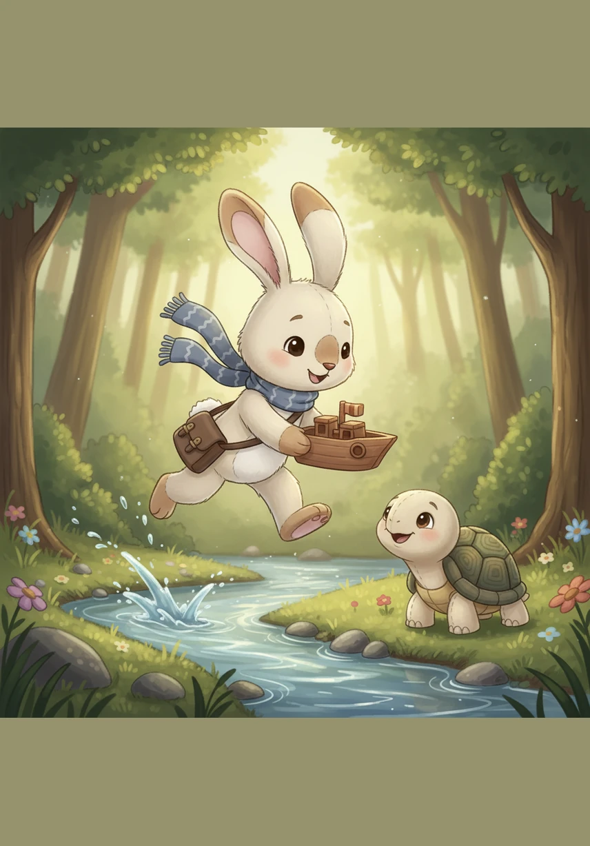 Benny the bunny loved to hop more than anything else in the world. He leaped through the bright green meadow, his long ears flopping in the breeze as he explored the colorful wildflowers under the warm morning sun.