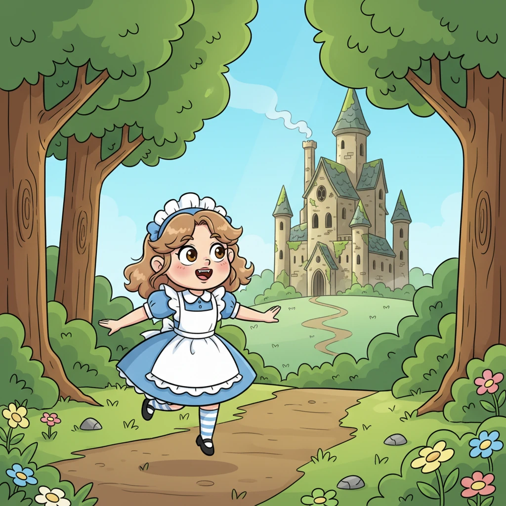 One sunny morning, a cheerful and brave maid named Lily skipped through the nearby forest. She loved exploring and noticed the ancient castle, thinking it looked like it desperately needed a good scrub and perhaps a friendly face.