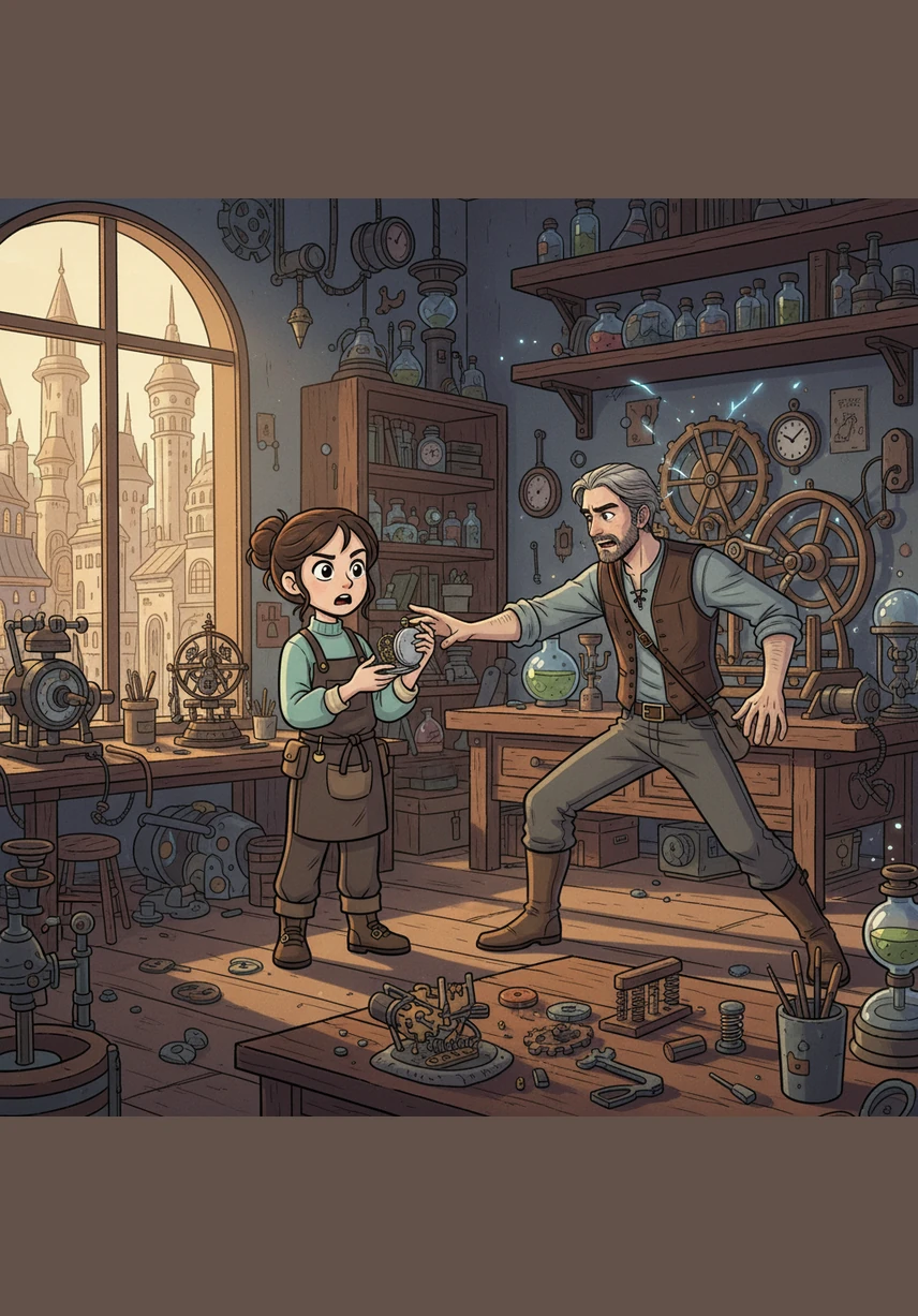 Однажды порог мастерской переступил загадочный незнакомец по имени Рафаэло, чьи глаза были полны тихой грусти. Он не помнил своего прошлого, а в его руках были старинные карманные часы, которые замерли и отказывались идти.