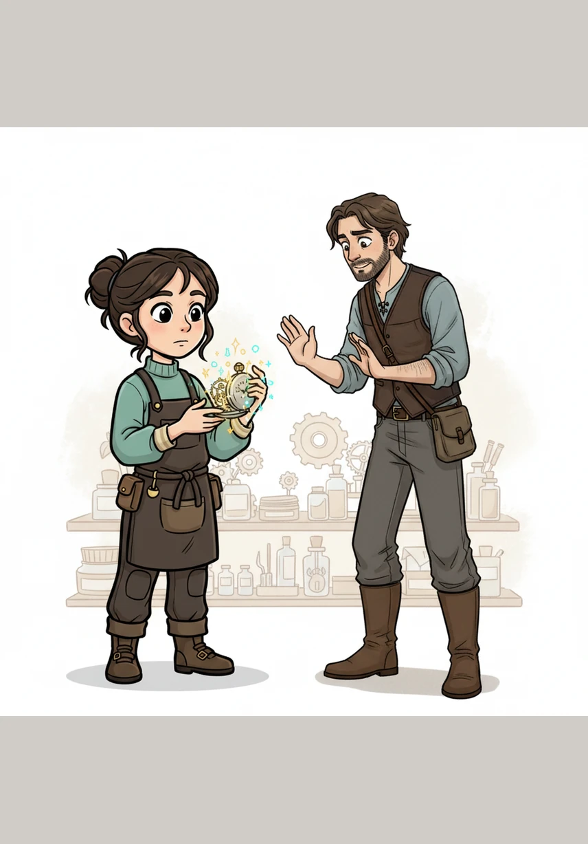 Как только Каенна коснулась холодного металла часов, магия внутри них отозвалась мощной вибрацией. Она поняла, что это не просто механизм, а магический якорь, удерживающий внутри себя чьё-то очень важное и сокровенное воспоминание.