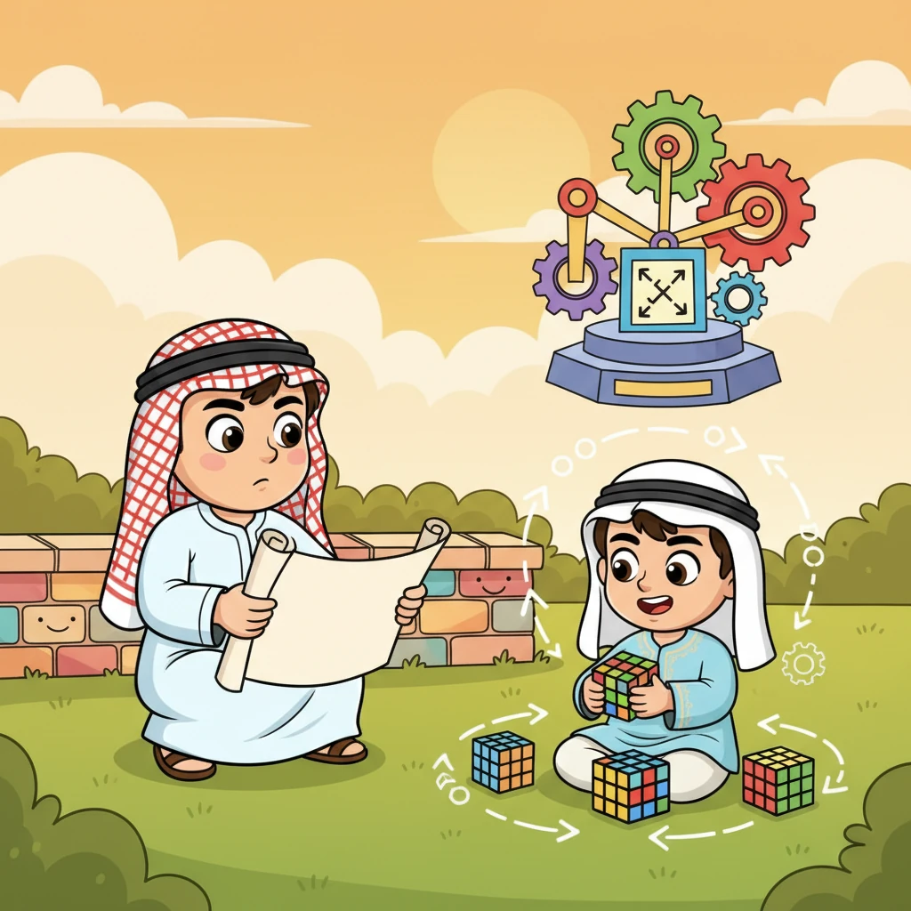 بدلاً من الغضب، قرر فارس استخدام ذكائه الخاص. قضى أيامًا يراقب ذكي، ويتعلم أنماطه، ويتنبأ بخطوته التالية. رسم فارس خطة ذكية، ليس لمعاقبة ذكي، بل لتوجيه موهبته الهائلة نحو شيء إيجابي بلطف.