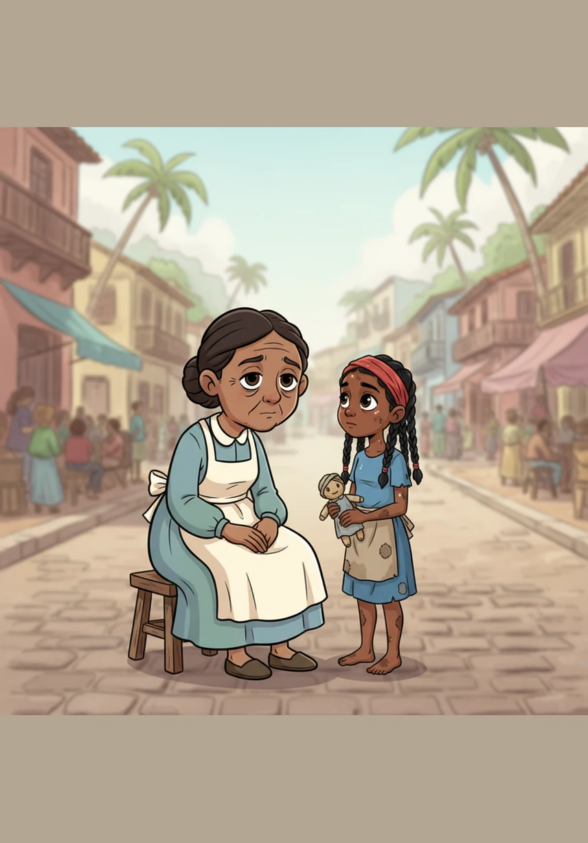 Surrounded by the community, Rose stands at her mother's final resting place, holding tight to Véronique’s hand. Though her heart is heavy with a final goodbye, a small spark of hope remains in the connection she has found with her new guardian.