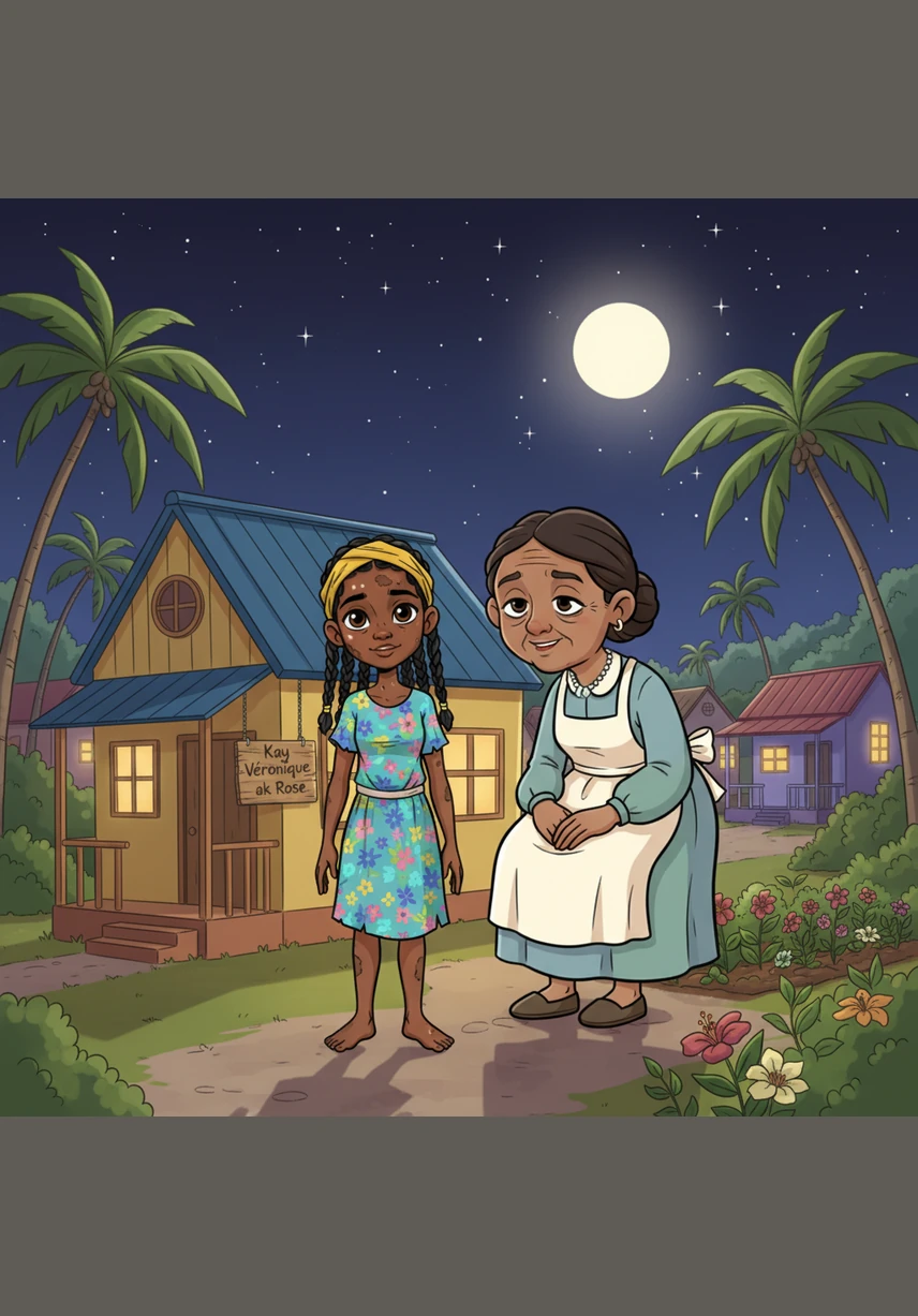 On a clear night, Rose and Véronique sit by an open window, gazing up at the shimmering stars that light up the Haitian sky. In this new home built on kindness and faith, Rose realizes she is finally safe and her song of hope has been answered.