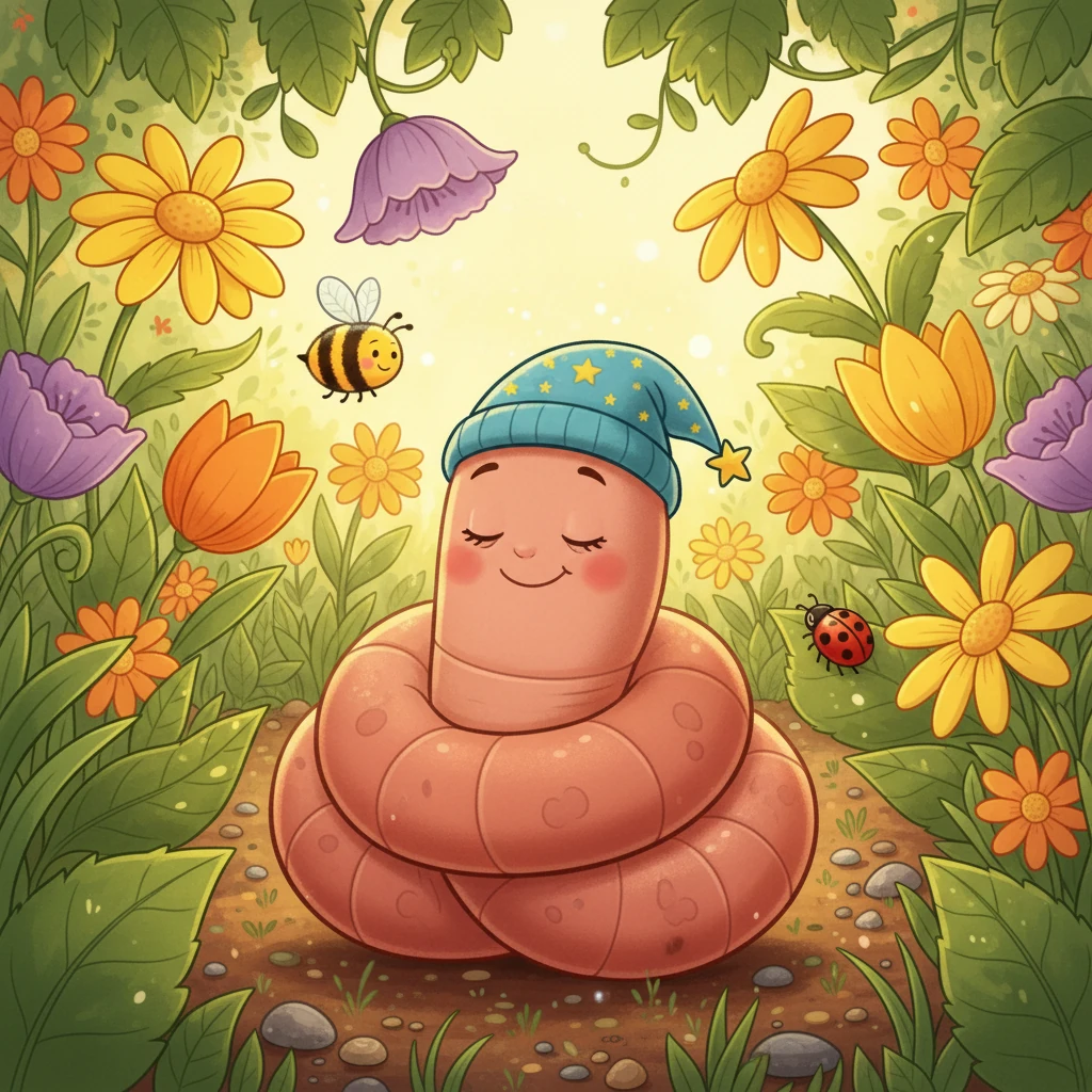No coração de um jardim ensolarado, vivia Dorminhoca, uma minhoca com um jeito especial de dormir. Ela se enrolava, formando um nó perfeito em seu corpo, um abraço quentinho para se sentir segura.