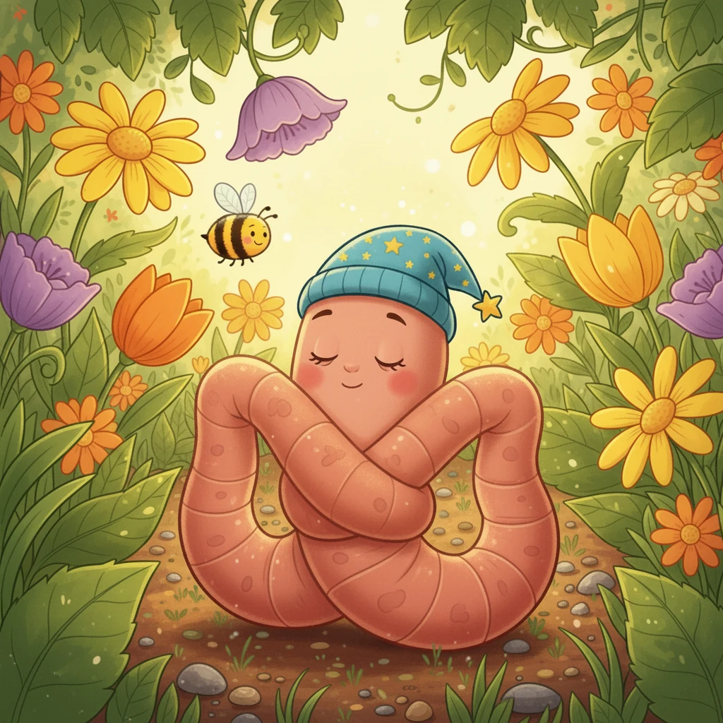 Com muita paciência, Dorminhoca segurava as "orelhinhas" do nó, fazia uma "casinha" e, com um jeitinho esperto, desenroscava-se, livre para rastejar.