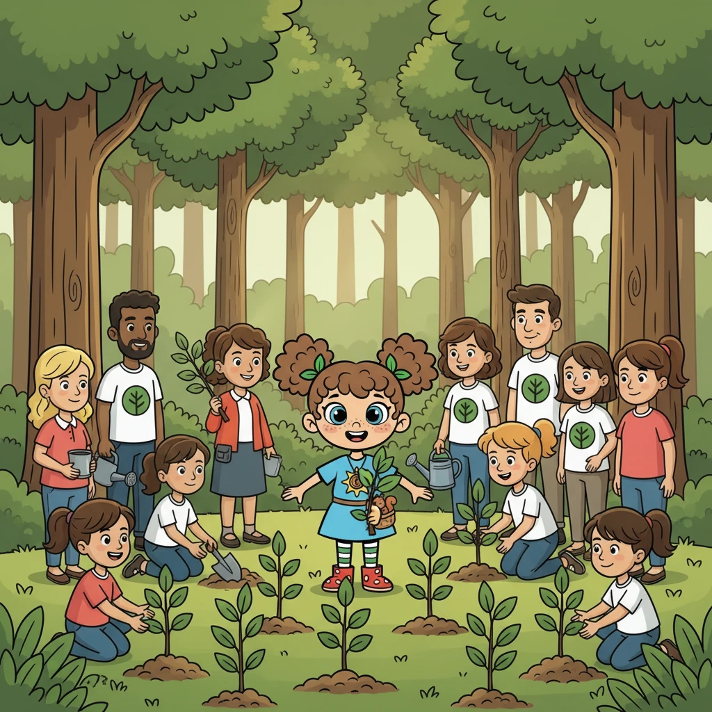 Com a ajuda de outros moradores e de um grupo de ativistas, eles conseguiram impedir o desmatamento e plantar novas árvores. A floresta foi salva, e os animais puderam continuar vivendo em paz.