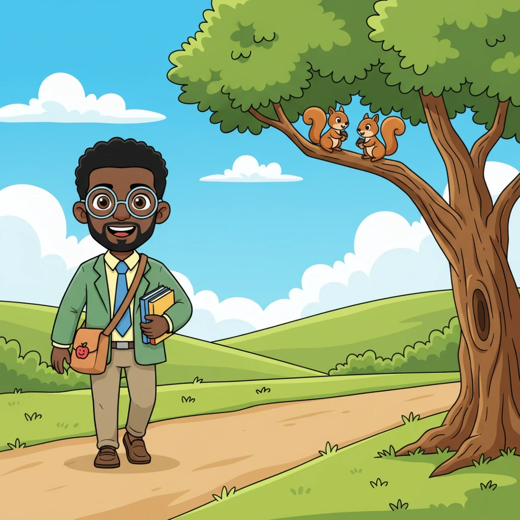 His sharp jawline was relaxed, and his low-cut black hair was perfectly neat as he continued his steady pace. He walked with a quiet dignity, his presence a comforting, familiar sight. Even the playful squirrels scampering up a nearby tree seemed to pause, sensing his controlled demeanor.