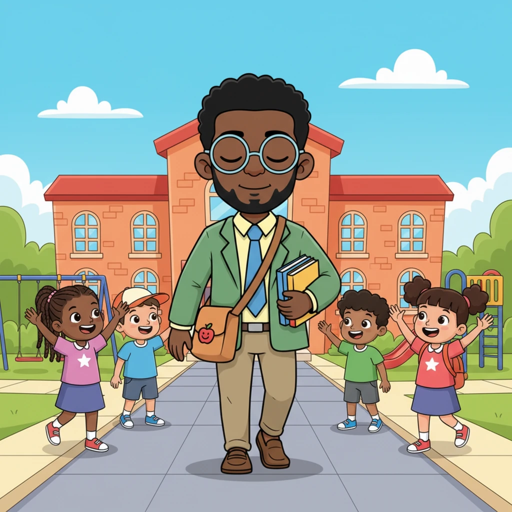 With a subtle dip of his head, Mr. Okorie acknowledged their greetings, his expression remaining perfectly calm and unreadable. He didn't rush, allowing the children to feel seen without breaking his composed stride. It was his way, a quiet strength that everyone understood.